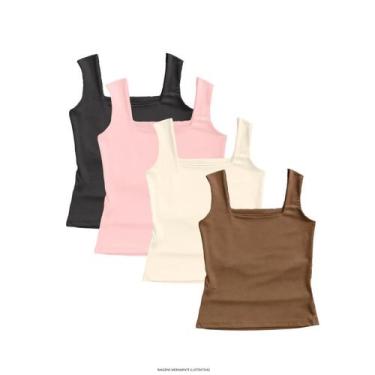 Imagem de Kit 4 Regata Lisa Feminina Elegante Suplex Verão - Blitz Feminina, Pre