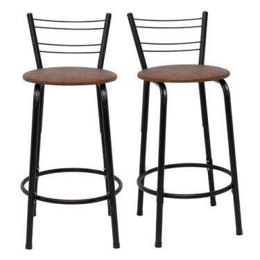Imagem de Kit 2 Banquetas Para Bancada Flórida Preta 60cm Bistrô Bar Cozinha Gou