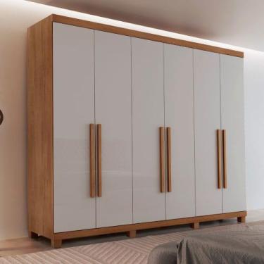 Imagem de Guarda Roupa Casal Maya 100 MDF 6 Portas e 6 Gavetas com pés Moderna M