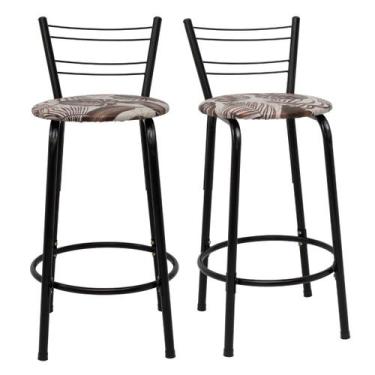 Imagem de Kit 2 Banquetas Para Bancada Flórida Preta 60cm Bistrô Bar Cozinha Gou