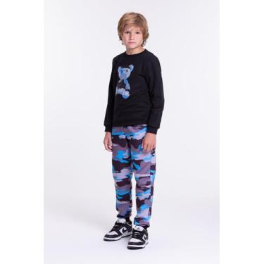 Imagem de Conjunto Moletom Infantil Masculino Camuflado Urso Preto - Vida Costei