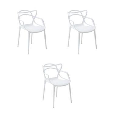 Imagem de Kit 3 Cadeiras Jantar Allegra Branco Polipropileno - Rivatti