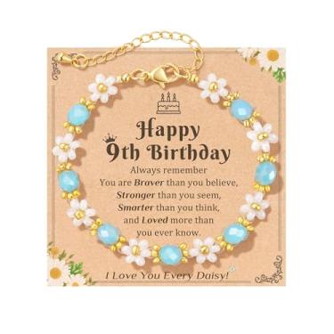 Imagem de KOXMOON Presentes de aniversário de menina de 9 anos para meninas de 9 anos de idade, pulseira de margarida, coisas modernas, joias fofas para filha, sobrinha, 9º aniversário