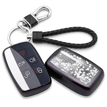 Imagem de Senauto Capa de chaveiro de areia movediça para Land Rover Range Rover Evoque Discover Sport Freelander Jaguar XE XF XJ F-Type (preto)