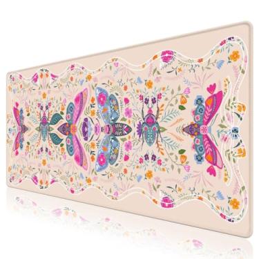 Imagem de NXZGO Tapete de mesa para teclado e mouse, mouse pad grande para mesa, teclado antiderrapante, tapetes de computador para desktop, Wlomen Girls Desk Pad com bordas costuradas para escritório, jogos I