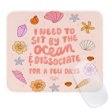 Imagem de Seorsok Tapete de mouse com letras fofas e padrões de concha, mouse pads texturizados premium para laptop de escritório, mousepads quadrados laváveis com bordas costuradas estendidas base de borracha