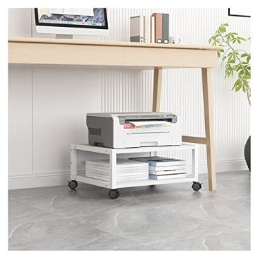 Imagem de FTOQWZXV Suporte de impressora de 2 níveis sob a mesa, pequeno suporte de impressora móvel com 4 rodas, prateleira de impressora de escritório para mini impressora 3D, prateleira de impressora de 50 ×