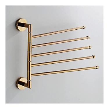 Imagem de Toalheiro montado na parede para casa de banho, cabides de toalha giratórios, 5 barras de toalha montadas na parede, toalheiro de parede para casa de banho, casa de banho