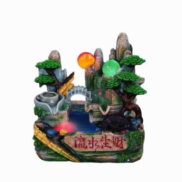 Imagem de XFNVXC Fonte decorativa interna de mesa, fonte de água corrente de resina moderna, decoração de interiores, artesanato com roda Feng Shui, decoração de rodas, fonte para casa