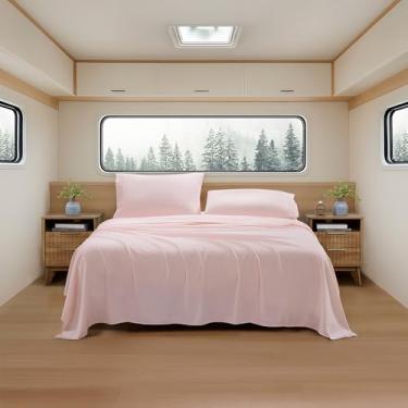 Imagem de Lençóis de acampamento tamanho casal – Conjunto de lençóis de colchão de ar externo – Alças de canto embutidas para uso em colchão de ar e acampamento – Projetado para camas infláveis e festas do