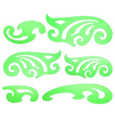 Imagem de 6 réguas de plástico francês, curvas francesas multifuncionais para modelo de desenho, conjunto de ferramentas de 6 tamanhos para desenho