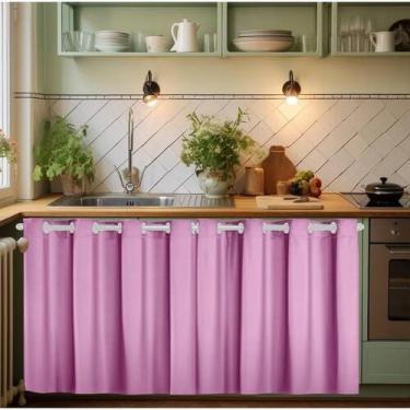 Imagem de Kit Cortina para Pia de Cozinha PVC Blackout 2,80 x 0,80 Impermeável F