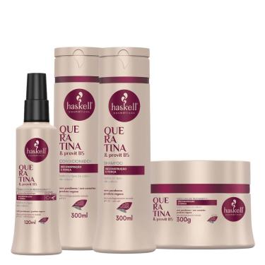 Imagem de Kit Queratina & Provit B5 Haskell Shampoo, Condicionador e Máscara 300ml/g + Finalizador