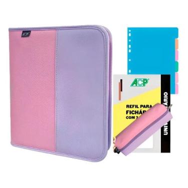 Imagem de Caderno Fichario Argolado Bicolor 96fls 6 Div Est Rosa E Lilas - Acp