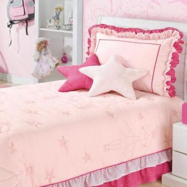 Imagem de Cobre Leito Solteiro Bailarina Bordado Almofada em Formato de Estrela 