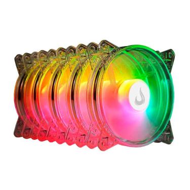 Imagem de Kit 5 Coolers 120mm Rise Mode Crystal Sound - LED ARGB - Transparente - RM-CS-02-ARGB