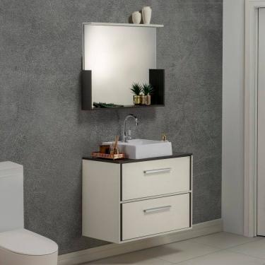 Imagem de Gabinete e Espelheira 80cm Inspira Design Cinza/Branco