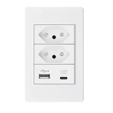 Imagem de Tomada Novadigital Dupla com USB sem Wi-Fi - Nova Digital, Branco