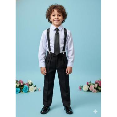 Imagem de Conjunto Social Terno Preto para Meninos com Suspensório em Cetim - Fa