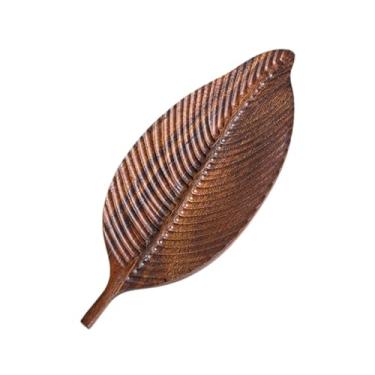 Imagem de Bothyi Bandeja de madeira para servir, prato de frutas em formato de folha, decoração para casa, fruteira, suporte para lanches, festa em hotel, de