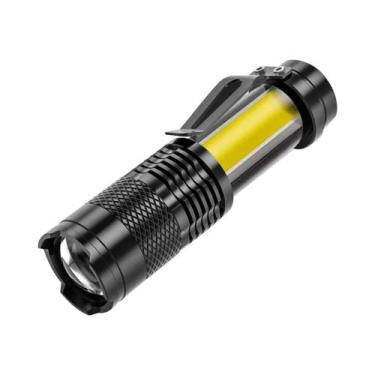 Imagem de Lanterna Mini LED Recarregável Com Luz Lateral, Zoom Telescópico E Cli