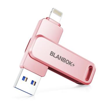 Imagem de Flash Drive de 256 GB certificado MFi para iPhone Photo Stick, pen drive USB para fotos e vídeos, pen drive USB de armazenamento externo de alta velocidade para iPhone/iPad/Android/PC (rosa rosa)