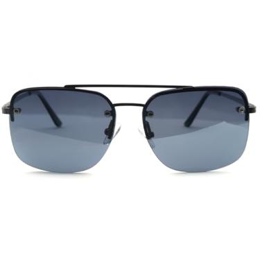 Imagem de Óculos de sol aviador clássicos para homens e mulheres, óculos de sol quadrados modernos masculinos e femininos óculos de sol de metal durável, Preto, Mediun