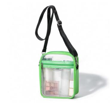 Imagem de Bolsa transversal transparente, bolsa carteiro transparente aprovada para estádio para homens e mulheres, Verde, Small, Bolsa transversal transparente
