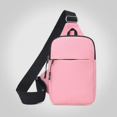 Imagem de Mini pochete transversal transversal masculina e feminina com alça intercambiável com bloqueio de RFID, bolso oculto à prova d'água, design simples e moderno, rosa, Tendência