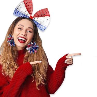 Imagem de Brincos pendentes com bandeira de estrela dos EUA, vermelho, branco e azul, joia patriótica do Dia da Independência para mulheres, roupas de 4 de julho, Medium, Latão, Sem pedra preciosa