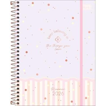 Imagem de Tilibra - Planner Espiral 17,7 x 24 cm Soho 90 G 2026 - Fundo Lilás com Ondinha