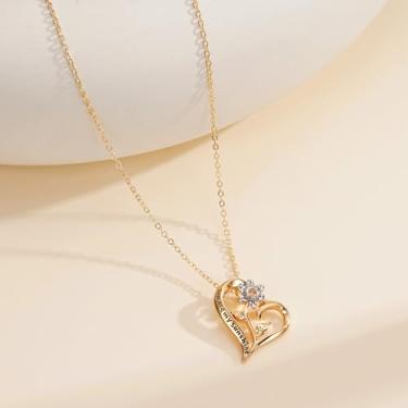 Imagem de Colar feminino banhado a ouro rosa 14 K - pingente de coração de girassol delicado, corrente hipoalergênica, presente de aniversário personalizado, joia moderna, 18"+2", Latão, Sem Pedra Preciosa