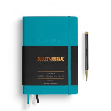Imagem de LEUCHTTURM1917 The Official Bullet Journal Edition 2 – Caderno construído para BuJo, médio A5 204 páginas de papel de 120 g/m², com guia de bolso Bujo (Turquesa25)