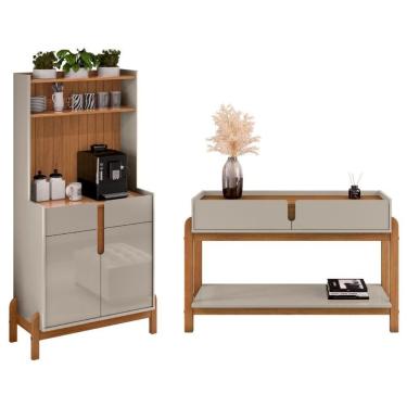 Imagem de Aparador 2 Gavetas E Cantinho Café Goiás Branco Cedro