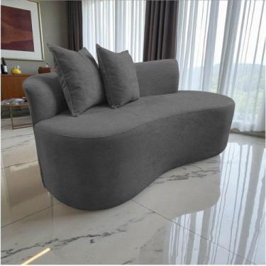 Imagem de Namoradeira Sofá Feijão Hana Orgânica Couro Cinza - Mansão Decor