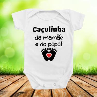 Imagem de Body de Bebê Roupinha Presente Caçulinha da Mamãe e do Papai Divertido
