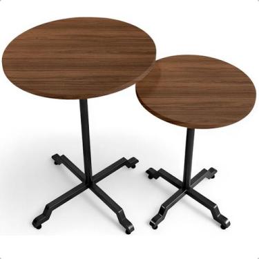 Imagem de Kit Conjunto 2 Mesas De Canto Lateral Alta E Baixa Em Aço Design Moder