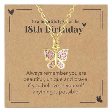 Imagem de Sepfavo Colar de borboleta de cristal para meninas, 6, 7, 8, 9, 10, 11, 12, 13, 16, 18, presente de aniversário, incrustado com zircônia, colar de diamante infantil hipoalergênico, 18, Aço inoxidável