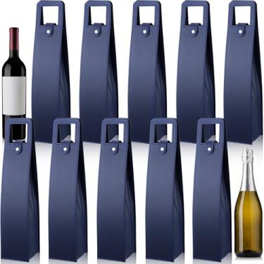 Imagem de FillTouch 10 peças de sacos de couro para presente de vinho, reutilizáveis, de couro, vinho, garrafa única, champanhe, protetor de cerveja, sacos de presente para festas, aniversários, casamento
