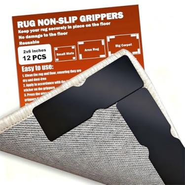 Imagem de Pinças antiderrapantes de tapete, almofadas de fita reutilizáveis para pisos de madeira, piso laminado, azulejos, sem resíduos no piso, fita adesiva forte para tapetes de área, mantenha os cantos