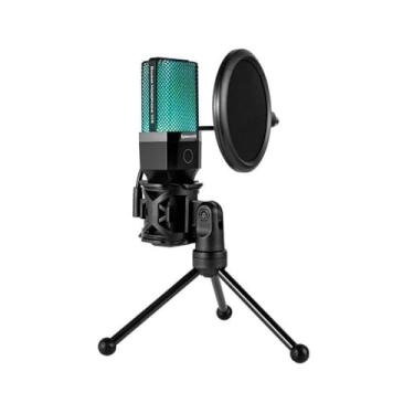 Imagem de Microfone Gamer Redragon Adne RGB Preto Codensador USB com Suporte e Pop Filter GM212