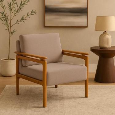 Imagem de Kit 2 Poltronas Yasmin Para Sala De Estar Ou Recepção Madeira Maciça E