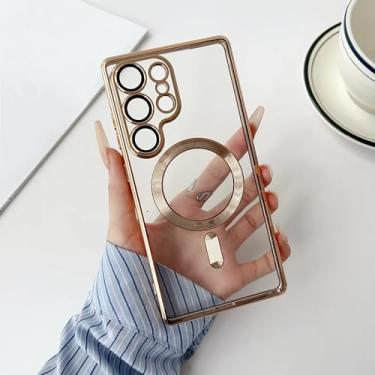 Imagem de HJZSZX Capa magnética luxuosa transparente para Samsung A56 (para Samsung A56/dourada)