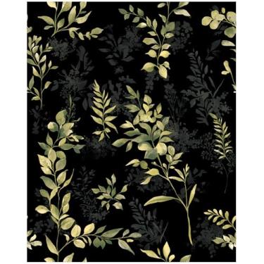 Imagem de HAOKHOME Papel de parede Forest Peel and Stick Folhas de papel de parede de árvore selvagem removíveis para quarto cozinha preto/verde/amarelo papel de contato 44 cm x 3 m