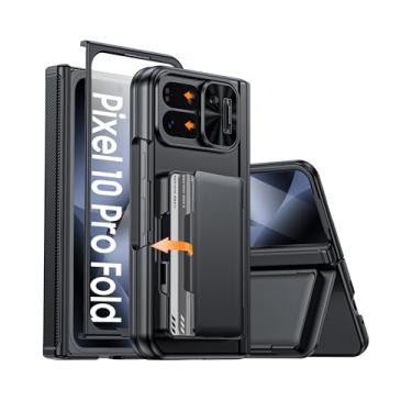 Imagem de Capa carteira dobrável para Google Pixel 10 Pro RFID [suporte para cartões] [capa de câmera] [suporte] capa protetora de silicone à prova de choque para celular para Google Pixel 10 Pro Fold (preto)