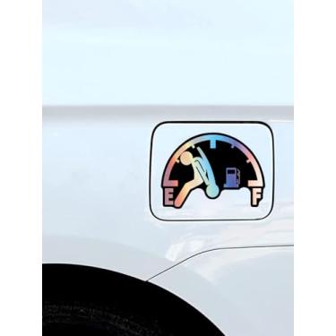 Imagem de Adesivo de tanque de gasolina engraçado, adesivos de carro engraçados para homens, adesivos exclusivos de tanque de gasolina para carro com medidor de combustível e desenho animado - colorido