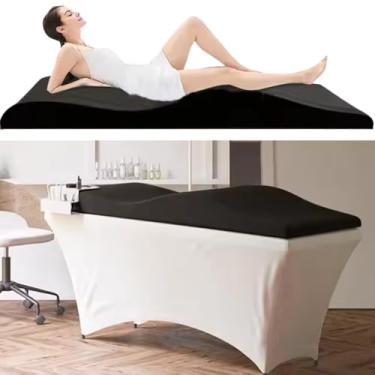 Imagem de Topo de cama de cílios, cobertura de cama de massagem, gel 40D, espuma viscoelástica de resfriamento curvado para mesa de massagem com capa de veludo, colchão ergonômico para salão de beleza, spa