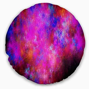 Imagem de Design vermelho azul estrelado Fractal Sky' Sala de estar redonda, sofá, almofada de alta qualidade + capa de almofada impressa em ambos os lados 40,6 cm