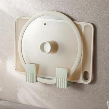 Imagem de 2 peças de suporte de tábua de corte ajustável para tampa de cozinha, organizador de parede sem broca, rack de economia de espaço para panelas, frigideiras e utensílios (verde)