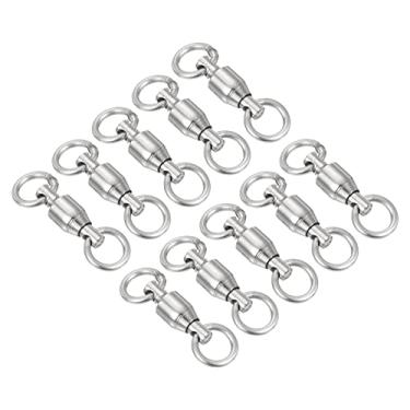 Imagem de Rolamento de esferas giratório, pacote com 10, 13,6 kg, anel sólido soldado de aço carbono, conector de equipamento de pesca, prata